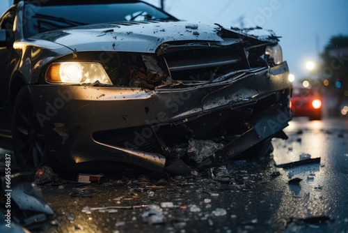 Car accident on the road. Car accident causing fire on the road.