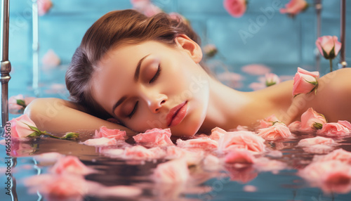 Young Beautiful Woman in a Serene Spa Environment A Portrait