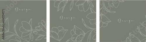 Invitation, menu, table number card design. Floral wedding templates. Good for birthday, bridal and baby shower. Vector illustration.