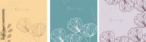 Invitation, menu, table number card design. Floral wedding templates. Good for birthday, bridal and baby shower. Vector illustration.