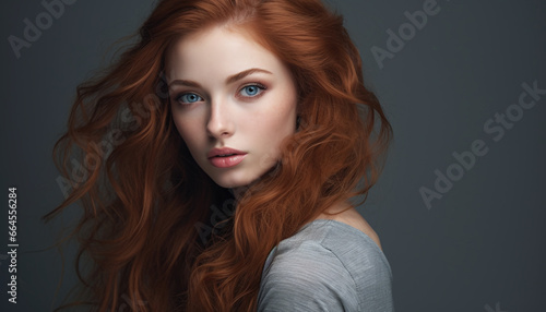 Beautiful Female Model Portrait on a Gray Background