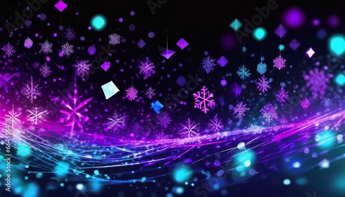 background with snowflakes, bokeh and glare, Christmas sign and card