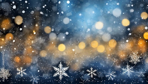 background with snowflakes  blue sparkles  bokeh  with space for text  Christmas background and card  background screensaver.