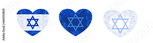 Set of heart with the symbol of Israel