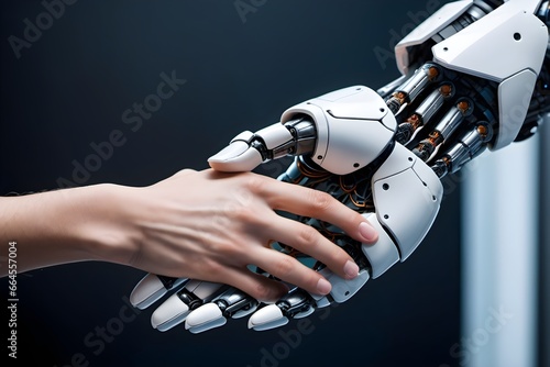 handshake between robot arm and human arm