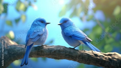 blue birds meeting for the first time and in love.Generative AI © shuvodesign