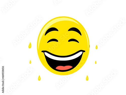 Doodle Laughing with tears emoji, cartoon sticker, sketch, vector, Illustration, minimalistic