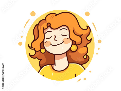 Doodle Laughing with closed eyes emoji, cartoon sticker, sketch, vector, Illustration, minimalistic