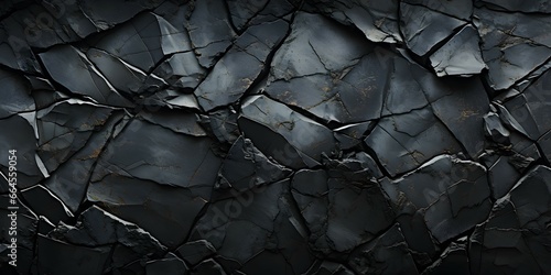 cracked black stone surface texture background photo