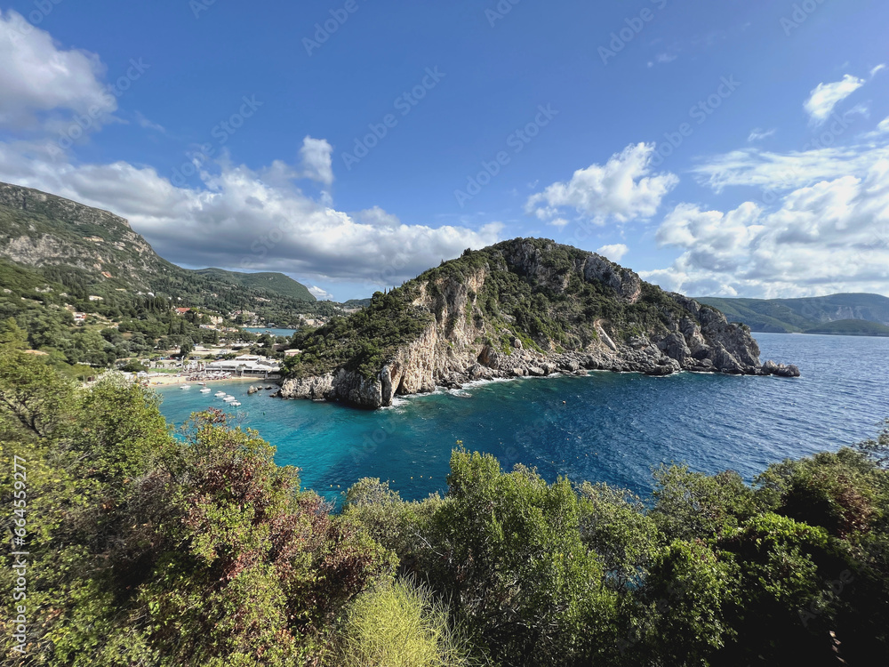 Fototapeta premium Panorama von Paleokastritsa auf Korfu