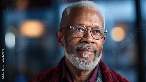 Fighting Glaucoma - Senior Man of African American Descent, Wearing Eyeglasses, Coping with Vision Issues, Health Problems in Aging