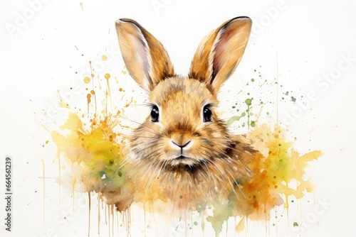 Watercolor Painting of a Peaceful Brown Rabbit for Easter