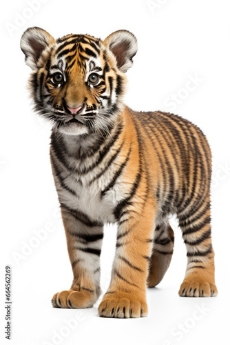 Baby Ussuri tiger on a white background