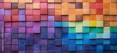 Wooden Color Blocks Painted with Rainbow Hues photo