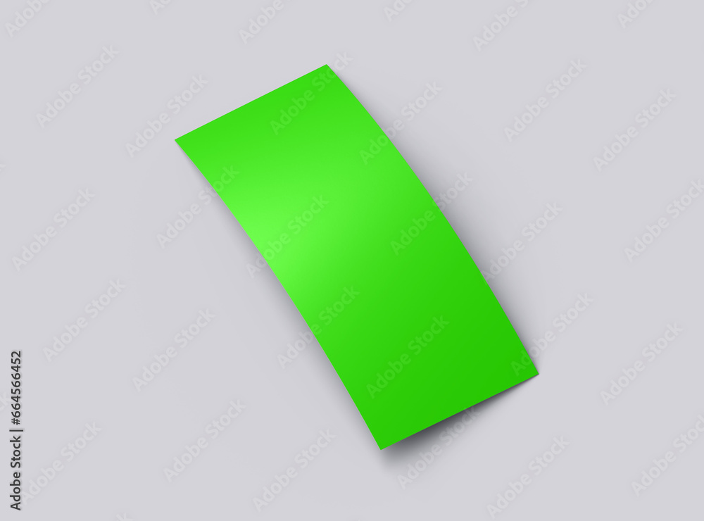 Blank 4'x9' Rack Card Sized Flyers template with an easily changeable one-color sheet to present your design. 3d render Blank 4'x9' Rack Card Sized Flyers template with an easily changeable one-color sheet to present your design. 3d render