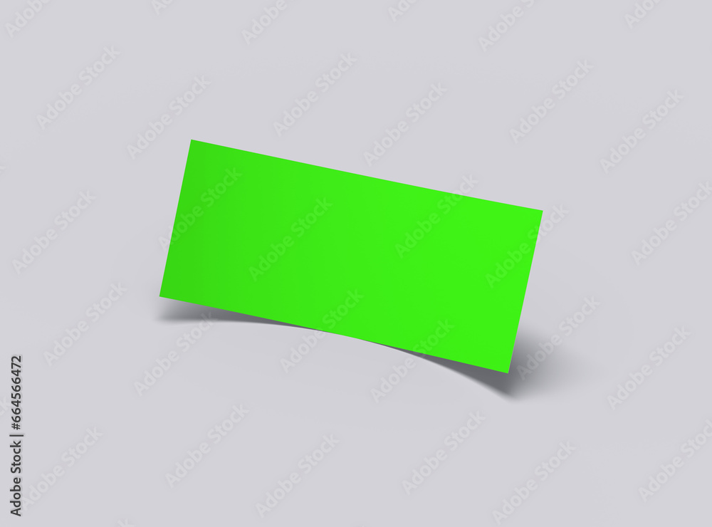 Blank 4'x9' Rack Card Sized Flyers template with an easily changeable one-color sheet to present your design. 3d render Blank 4'x9' Rack Card Sized Flyers template with an easily changeable one-color sheet to present your design. 3d render