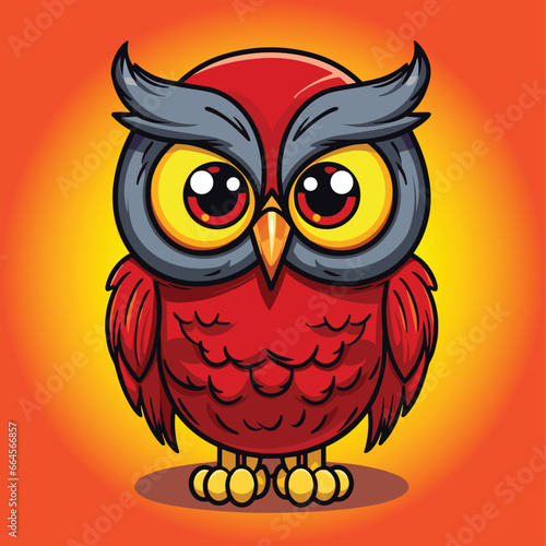 Cute owl animal cartoon character icon, owl logo, sticker design, cute cartoon owl mascot. Vector