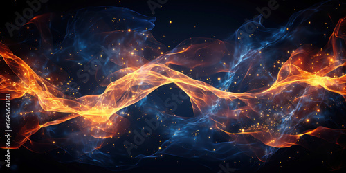 abstract background with sparkling particles, flowing radiant energy stream
