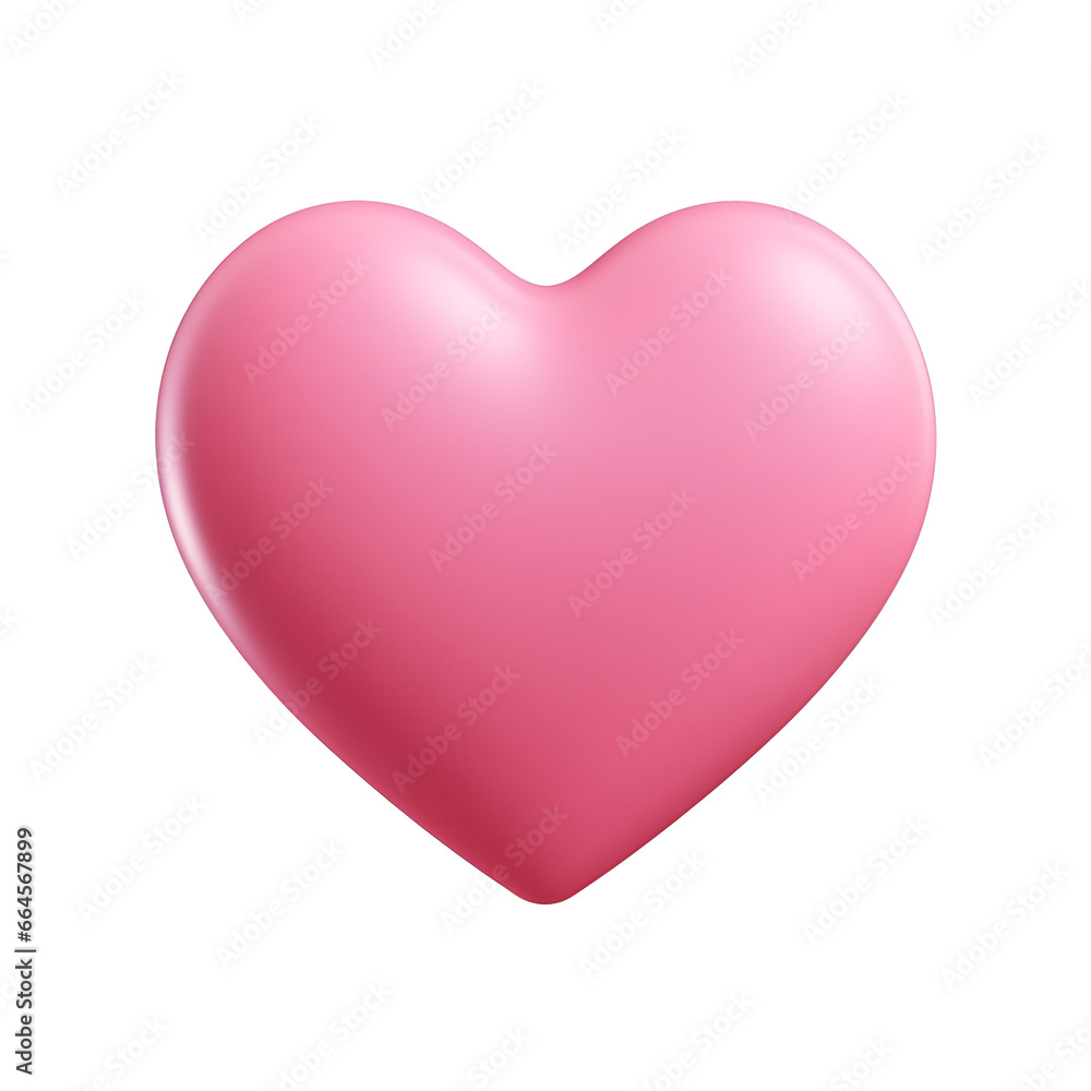 Happy Valentine's Day, 3D pink heart shape icon in Y2K style. Design for greeting cards, posters, banners, flyers, invitations to parties, and social media templates. Generative AI.