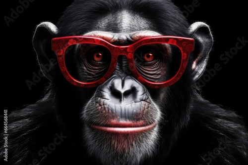 Wallpaper Mural Chimpanzee portrait with red glasses Torontodigital.ca