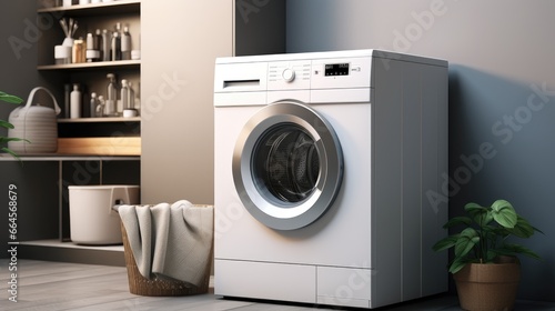 Effortless Laundry Days - Transform your designs with this 3D illustration of a white washing machine on an isolated background. Showcase the modern convenience of laundry