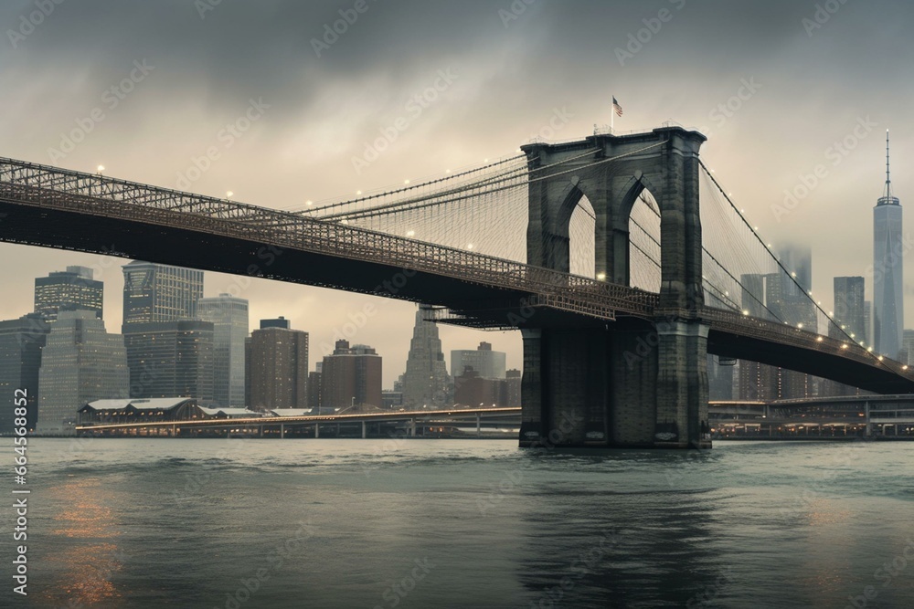 Iconic bridge connecting Brooklyn and Manhattan. Generative AI