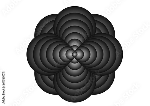symmetrische anordnung von grauen kegeln aus gestapelten kreisen, modernes abstraktes design, 3D,