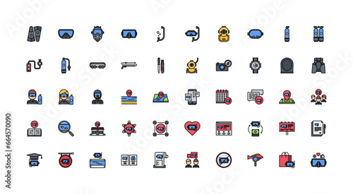 diving icon set