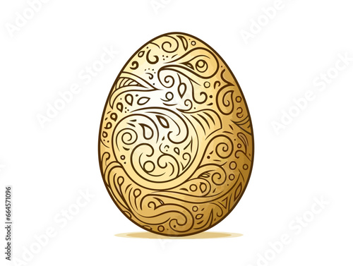 Doodle Golden Easter egg  cartoon sticker  sketch  vector  Illustration  minimalistic