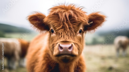 Close-up Portrait of a Highland Calf