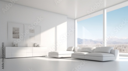 Modern white interiors. illustration