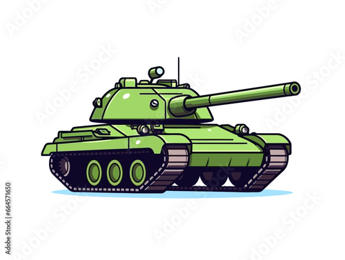Doodle Military tank, cartoon sticker, sketch, vector, Illustration, minimalistic