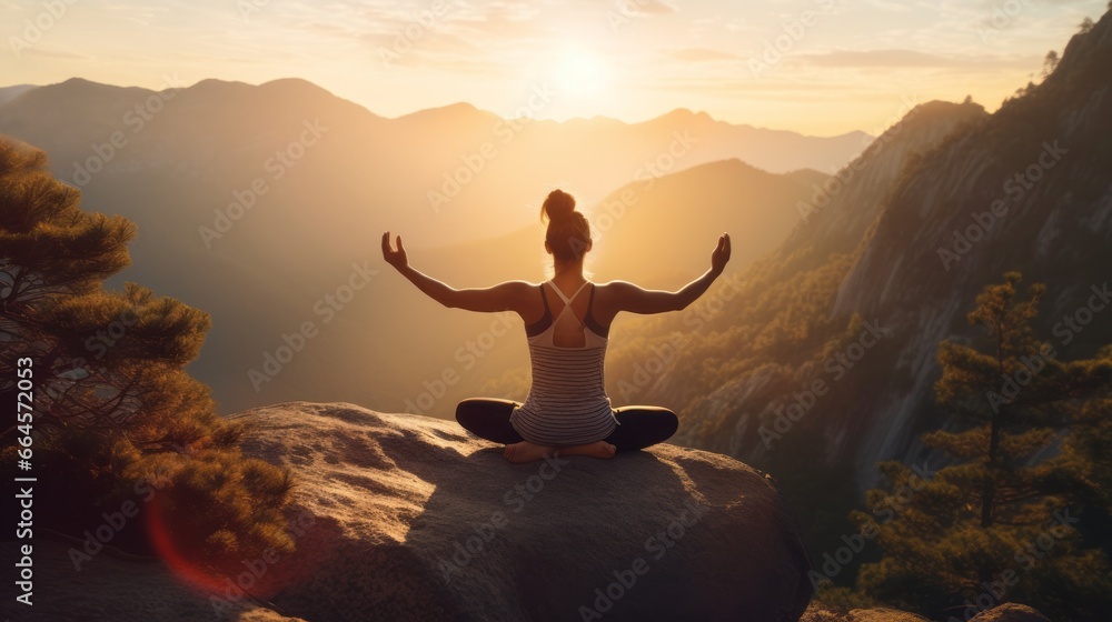 Serene Sunrise Yoga on a mountaintop Serene Sunrise Yoga on a mountaintop