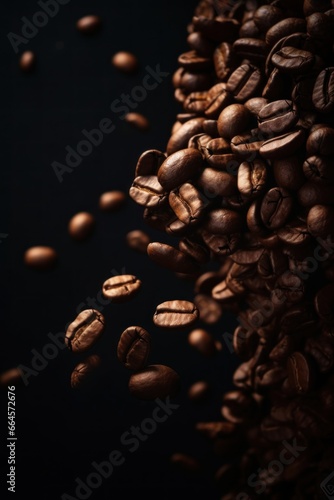 coffee beans on black background