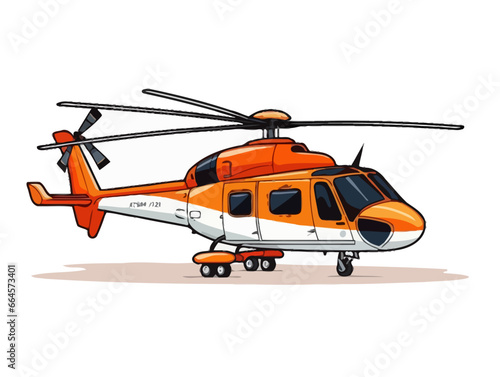Fototapeta Naklejka Na Ścianę i Meble -  Doodle Rescue Helicopter, cartoon sticker, sketch, vector, Illustration, minimalistic