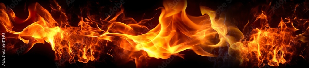 Fire flames on black background. Fire flames on black background.