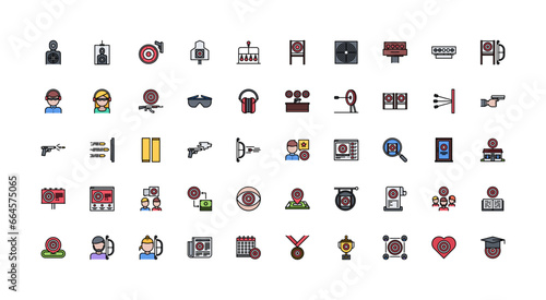 shooting range icon set