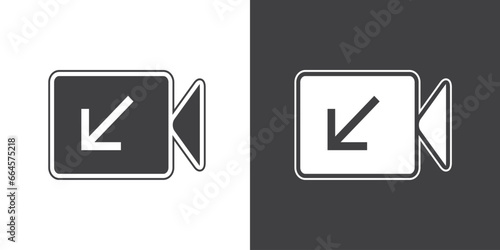Simple flat icon of incoming video call. Video call icons with symbol of caller. Isolated round collection of ringing phone. Missed videocall button on black and white background. Vector illustration.