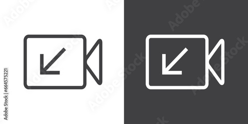 Simple of incoming video call icon in outline style. Video call icons with symbol of caller. Isolated round collection of ringing phone. Call button on black and white background. Vector illustration.
