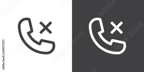 Decline call icons. Telephone call icons with symbol of caller, Phone sign icon. Isolated round collection of ringing phone. Flat button on black and white background. Vector illustration.