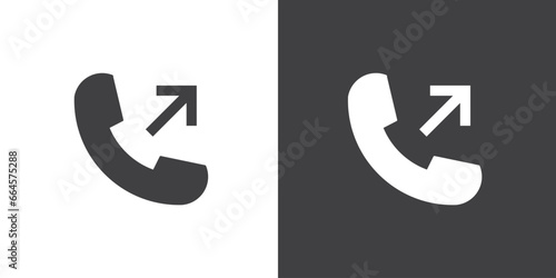 Outgoing call icon in flat style. Telephone call icons with symbol of caller, Phone sign. Isolated round collection of ringing phone. Flat button on black and white background. Vector illustration.