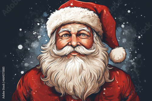 Festive Santa Portrait: Timeless Holiday Cheer. Generative AI