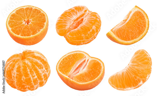Tangerine or clementine half isolated on white background with full depth of field.