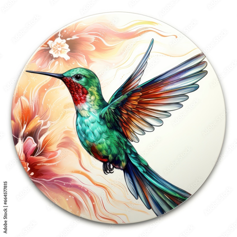 Fototapeta premium Hummingbird clipart on white background.