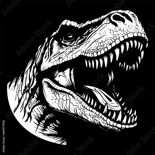 T-rex dinosaur head white vector for tshirt design © sabbir