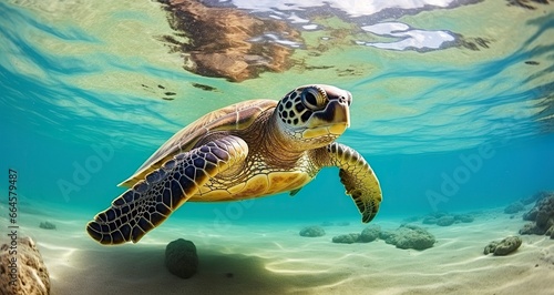 Photo of Sea turtle in the Galapagos island. © MstHafija