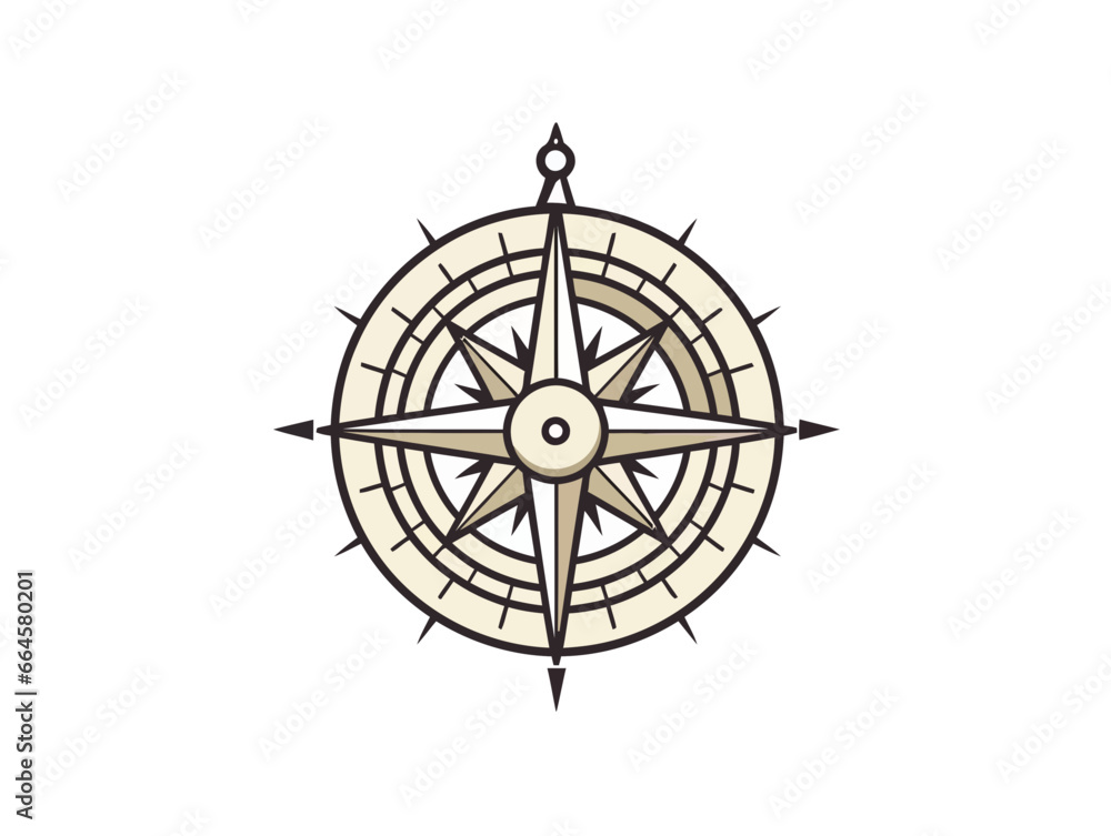 Doodle Simple compass, cartoon sticker, sketch, vector, Illustration, minimalistic
