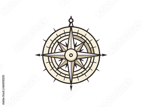 Doodle Simple compass, cartoon sticker, sketch, vector, Illustration, minimalistic