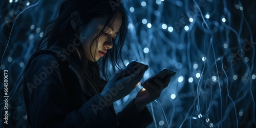 Seeking Assistance in the Night: A Woman on Her Smartphone, Prioritizing Safety and Connection