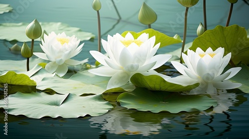 White Lotus Flower in water.